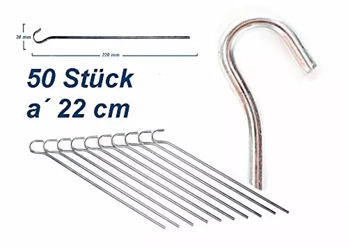 50 Stück 22cm Heringe Zeltheringe verzinkt Stahl Zeltnagel Erdnagel Zelthering