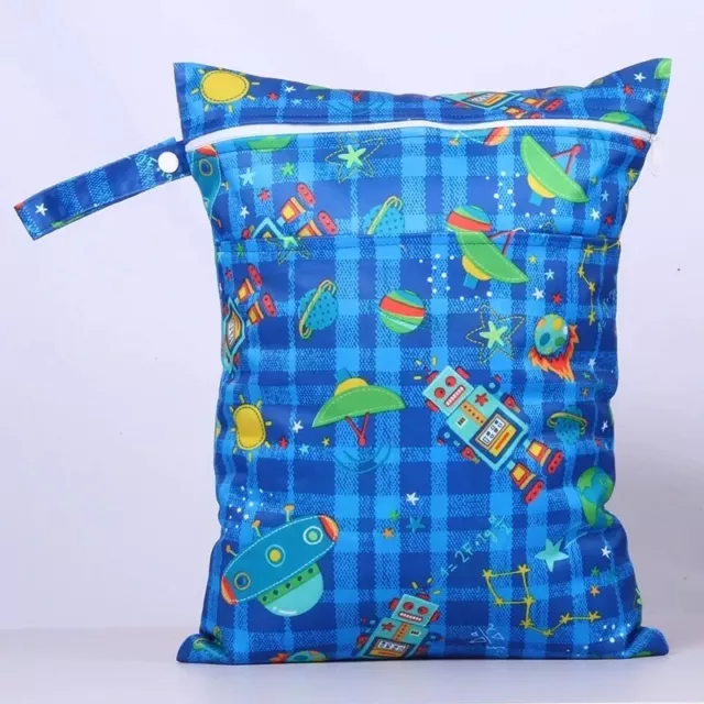 Reusable cloth nappy diaper wet swimmer double zipper bag 6
