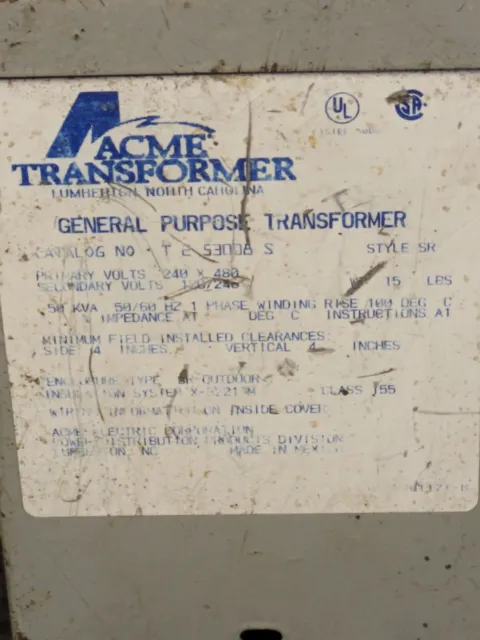 Acme T 2 53007-S General Purpose Transformer New