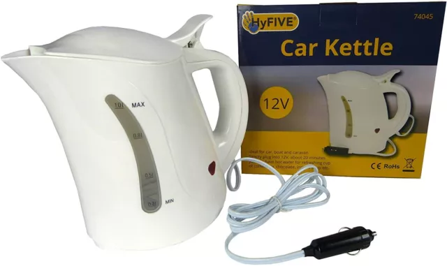 Car Travel Kettle Camping Water Kettle 12v Cigarette Lighter Powered White 2