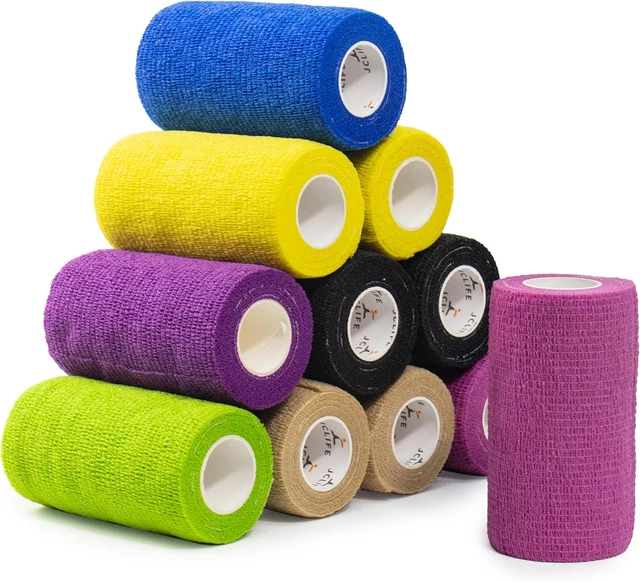 Benda Elastica Autoadesiva - 12 Rotoli Blu, 10cm X 4.5m, Per Sport E Medicazione - Foto 11