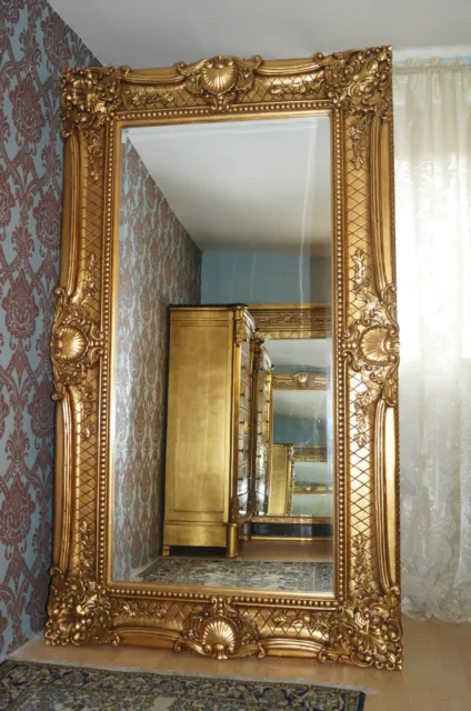 Splendid 79" gold leaf gilt baroque style bevelled mirror from a french castle 2