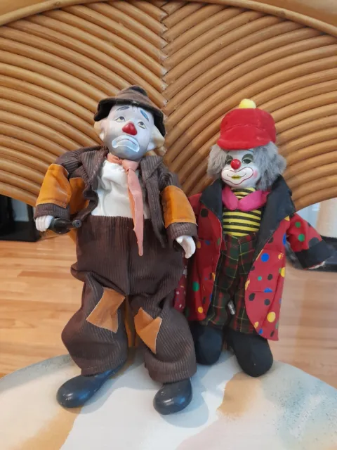 Rare Vintage Pair of Clowns Porcelain Faced & Musical Hobo    