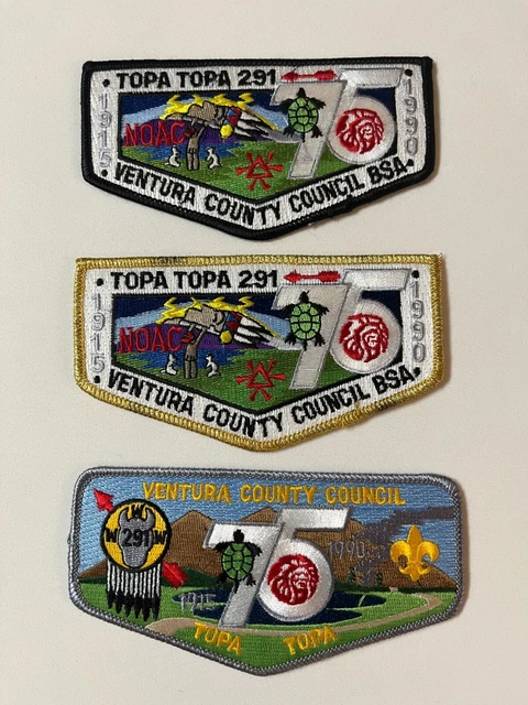 OA 291 Topa Topa Lodge Flap Lot S36 S37 S38 75th Anniversary 1990 NOAC GMY