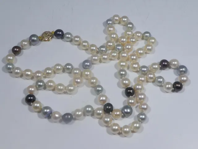 Gorgeous Long Strand Of 6Mm / 8Mm 3 Color Tahitian Baroque Pearl Necklace