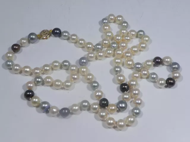 Gorgeous Long Strand Of 6Mm / 8Mm 3 Color Tahitian Baroque Pearl Necklace