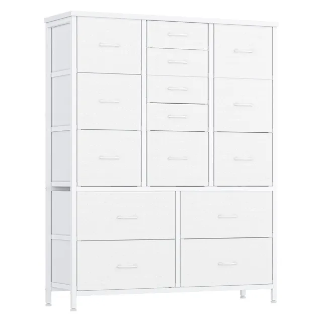 Chest of 15 Drawers Tall Dresser for Bedroom Wood Top Storage Organizer Cabinet