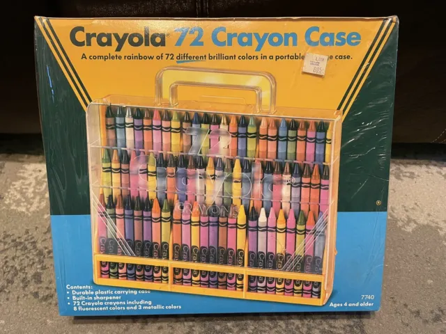Vintage 72 Crayola Crayon Holder Storage Carrying Case Plastic BLUE w/  sharpener
