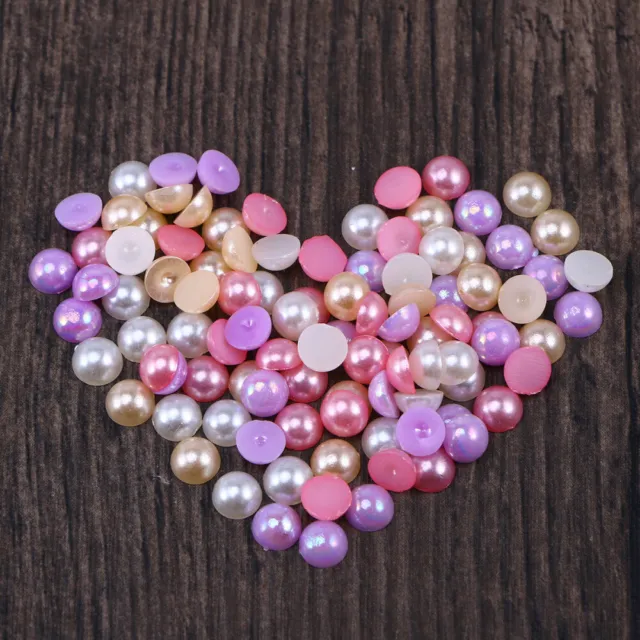 100 PCS Artificial Pearl Spacer Beads Half Round Faux Pearls