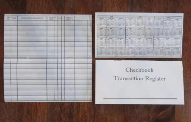 8 Checkbook Transaction Registers Calendar  2023 2024 2025 Check Book Register