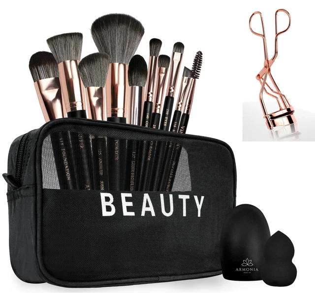 Set Pennelli Make Up, Spugnetta Make Up, Piega Ciglia, Lava Pennelli Trucco