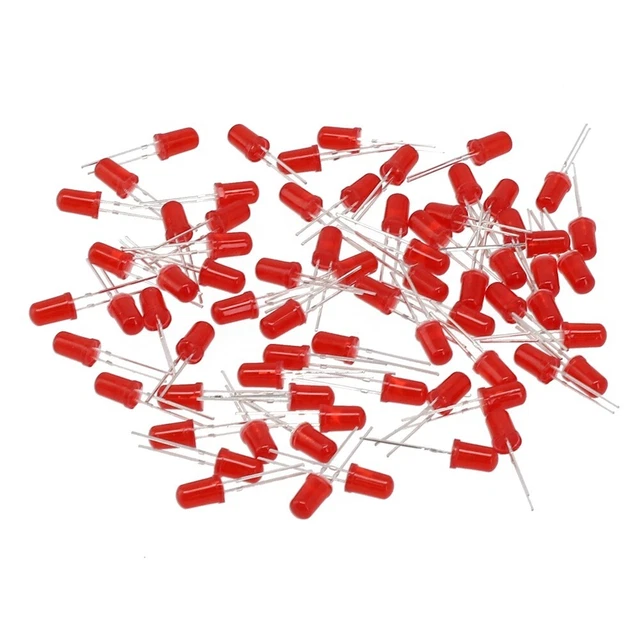 100Pcs LED 5mm Straw Hat LED Diode F5 Light Emitting Diode Red Warm Super Bright