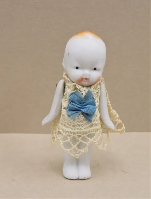 2 5/8" Mini Bisque Frozen Charlotte Doll Wire Jointed Arms Occupied Japan #30