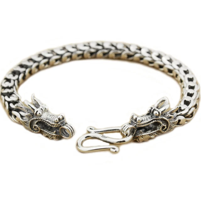 Handmade Dragon 925 Sterling Silver Bracelet Biker Punk Jewelry 8F003D