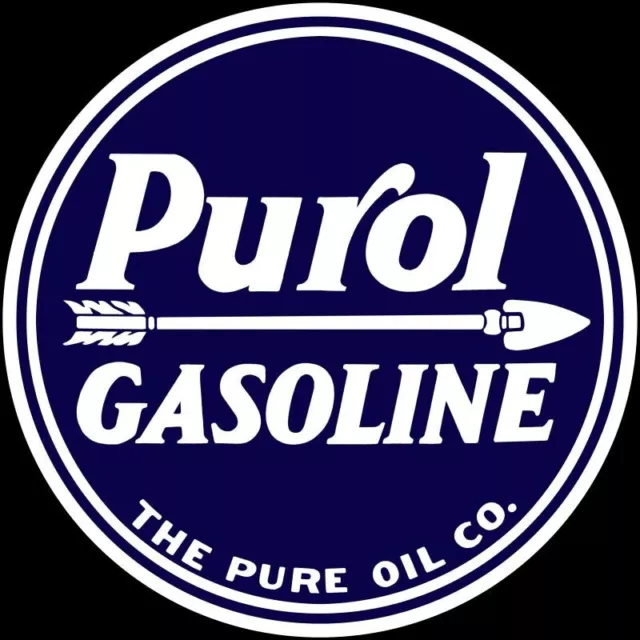 Pure Oil Co. Purol Gasoline NEW Sign: 18" Dia. Round USA STEEL XL- 4 LBS