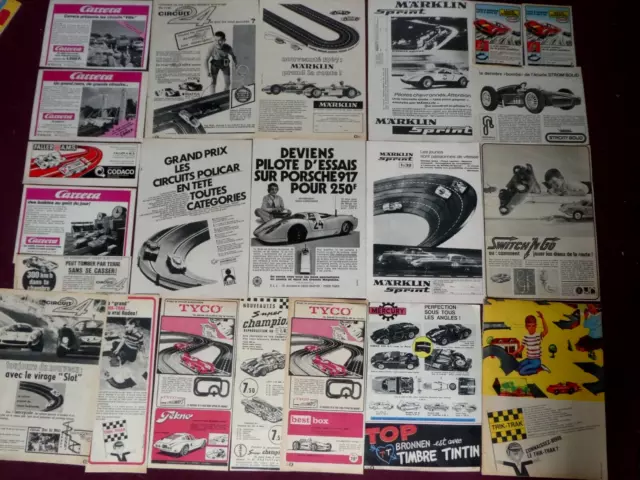 JOUET CIRCUIT AUTOMOBILE  LOT 22 PUBLICITES ANNEES 60 TYCO MARKLIN AURORA porsch