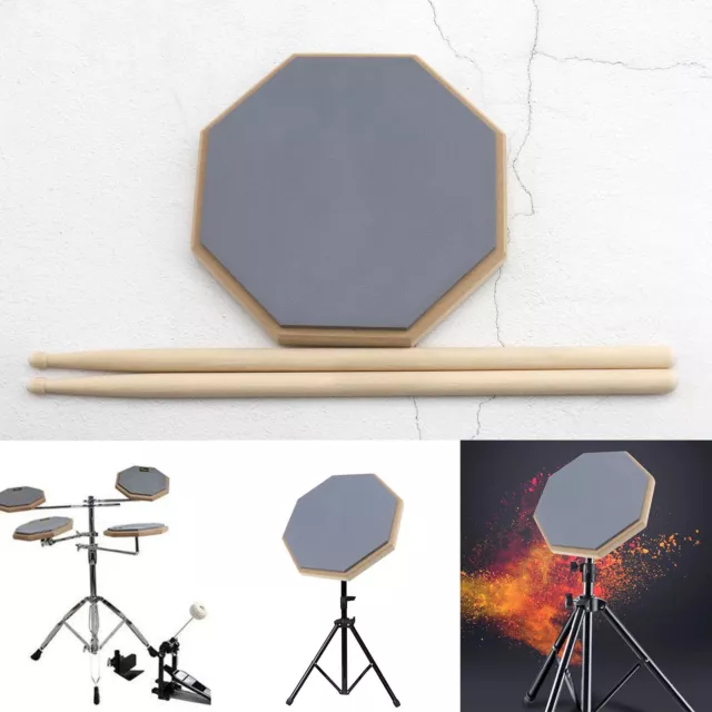 Portable 8 Inch Real Gum Mute Drum Pad Silent Practice with Pair 5A Sticks