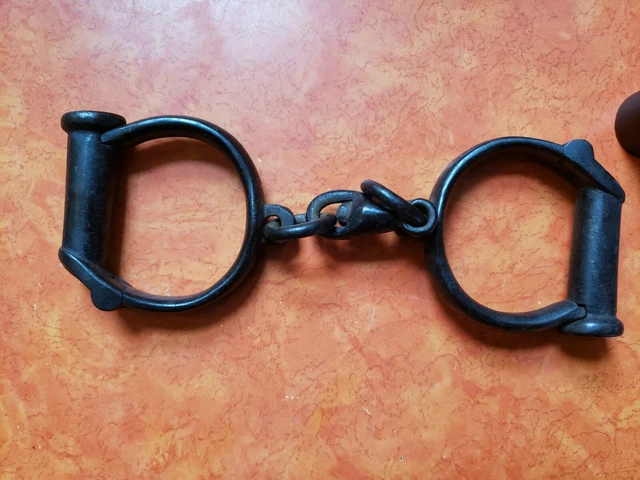 Great Early Pair Froggatt Warranted Wrought Handcuffs.