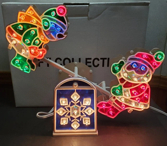Animated Light Up Santa & Snowman Elf Moving See-Saw Christmas Decoration Indoor