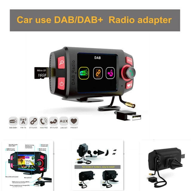 Incar DAB+Radio Receiver With Bluetooth Player Support FMtransmitter Easy To Use