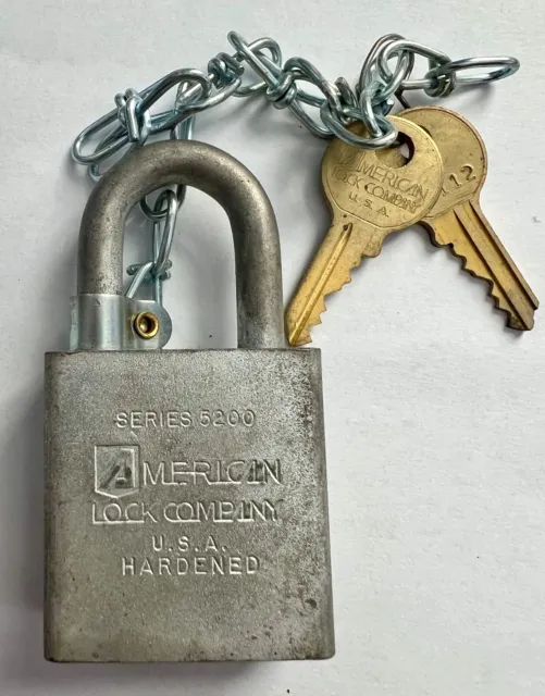 Vintage Military U.S. American Lock Company 5200 Hardened Steel Padlock