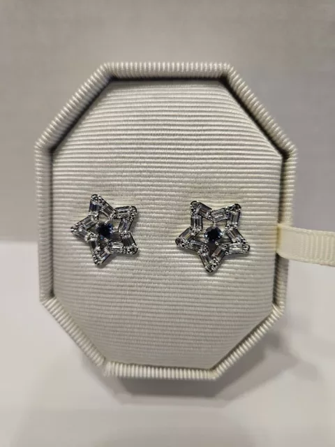 SWAROVSKI 5639188 White Blue Crystals Star Stella Stud Earrings NIB