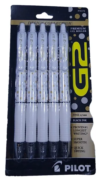 5-Pack Pilot G2 Design Collection Gel Pens, Fine Point 0.7mm, Black Ink