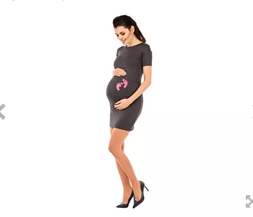 Happy Mama Umstands-Stretch-Jersey Tunika Oberteil Babyfüße 464 Graphit Melange 12 2