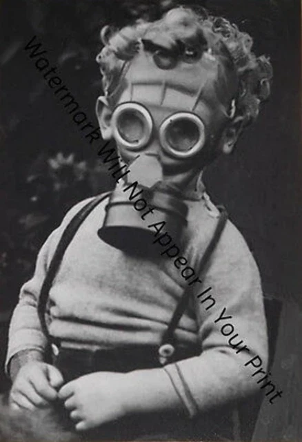 FREAKY ODD STRANGE CREEPY CRAZY SPOOKY War Boy Gas Mask WEIRD VINTAGE PHOTO