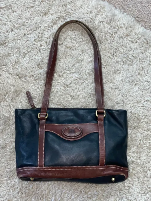 Gianni Bernini Leather Handbag Purse - Brown and Black