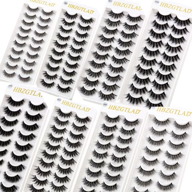 2023 New 10 Pairs 3D Mink False Eyelashes Wispy Cross Fluffy Extension Lashes