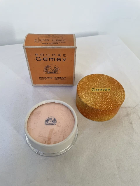 Boîte à Poudre Vintage Gemey - En Carton Beige - Dimensions 8x8 - Occasion état Correct