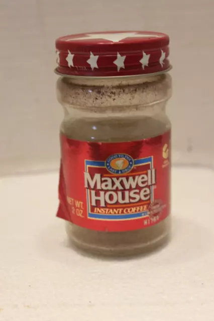 Vintage Maxwell House 2 Oz Coffee Jar Red Top White Stars Label Intact
