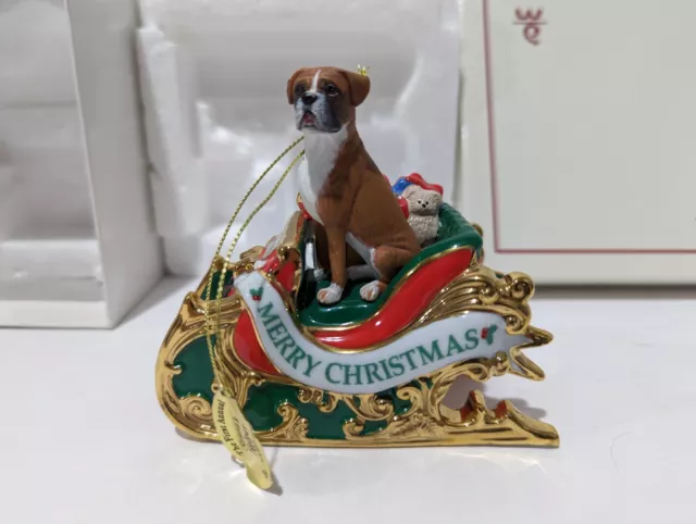 2006 Danberry Mint Porcelain Christmas Ornament/Boxer Santa’s Helper/With Box