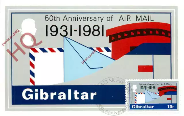 Picture Postcard: Gibraltar, 50th Anniversary of Air Mail Stamp