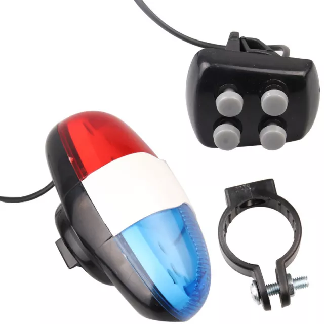 LED Bicycle Light Police Car Electric Siren Horn Bell Bike 4 Sounds Trumpet