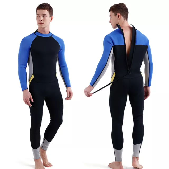 3mm Neoprene Wetsuit for Men Back Zip Full Body Diving Suit for Snorkeling F4J7