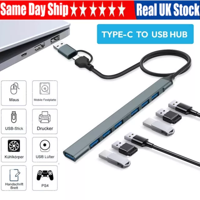 USB-C to USB A Adapter HUB 2.0/3.0 Port Multi Splitter OTG For Mobile Phone Mac