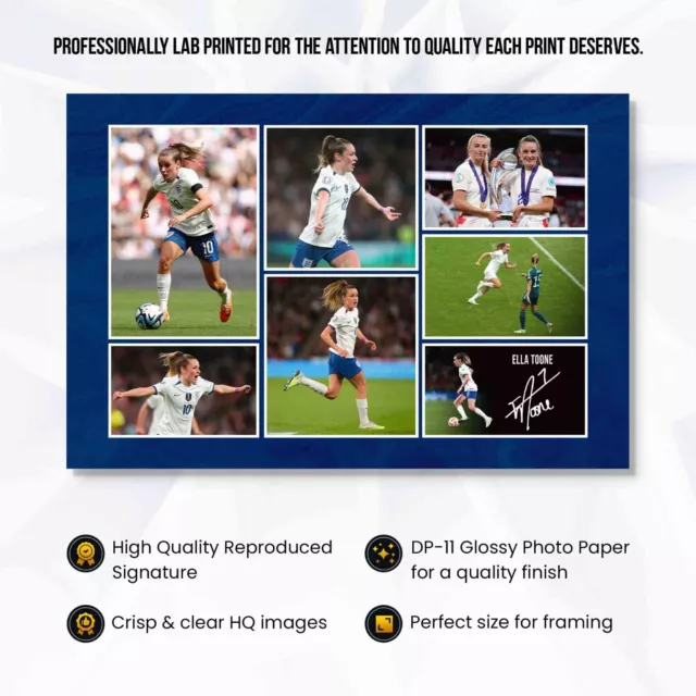 Ella Toone England Lionesses Signed Pre-Print 12x8 Montage PHOTO Gift World Cup 3