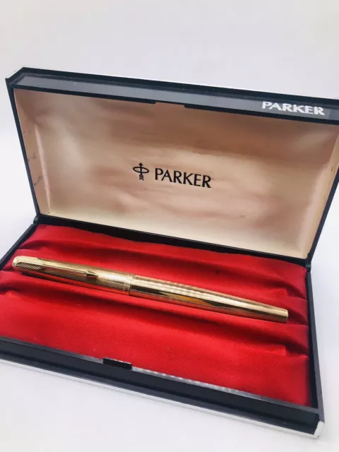 Parker 61 Signet Fountain Pen Rolled Gold 14ct Medium Nib Boxed