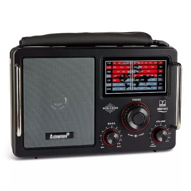 Steepletone MBR1051 – Portable 7-Band World Receiver | AC/DC Multi-Band Radio