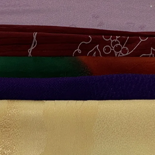 Obiage Set of 5 Silk Scarf Japanese Kimono Obi Furisode Houmongi  Purple Navy