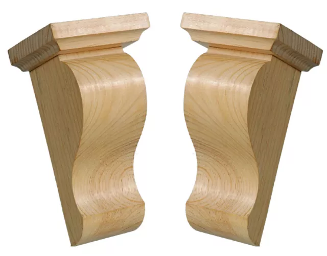 Wooden Corbels - Pair Shaker Style Fireplace Shelf Brackets in Pinewood - PG382