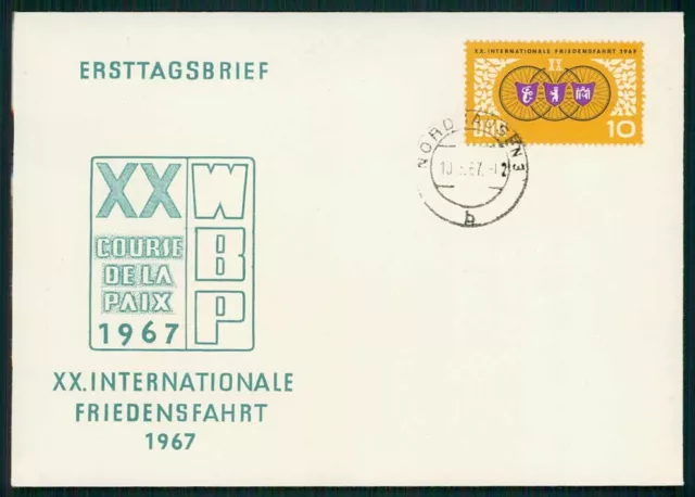 DDR FDC 1967 FRIEDENSFAHRT RAD EINZELFRANKATUR !! SO NICHT IM MICHEL !! hw50