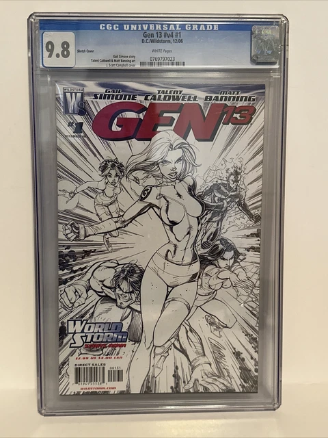 Gen 13 V 4 1 Cgc 9.8 White Pages J Scott Campbell Sketch Variant Cover Dc Comics