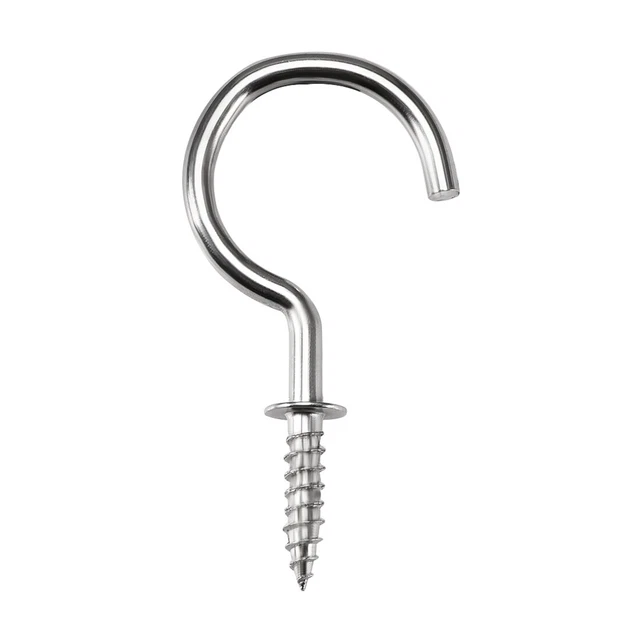 1.8" Screw Eye Hooks Self Tapping Screws Screw-in Hanger with Plate Silver 20pcs