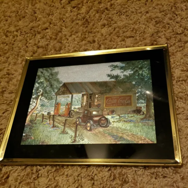 Coca Cola Country Store Picture Dufex Foil Art Matted Framed Print, 10in x 8in