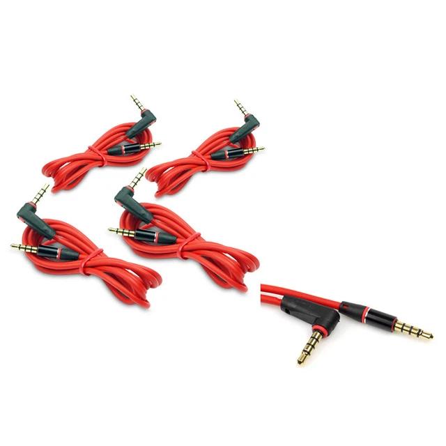 4X 3Ft 3.5Mm Aux Right Angle Audio Stereo Cable Red For Apple Iphone 5 4S 4 3Gs