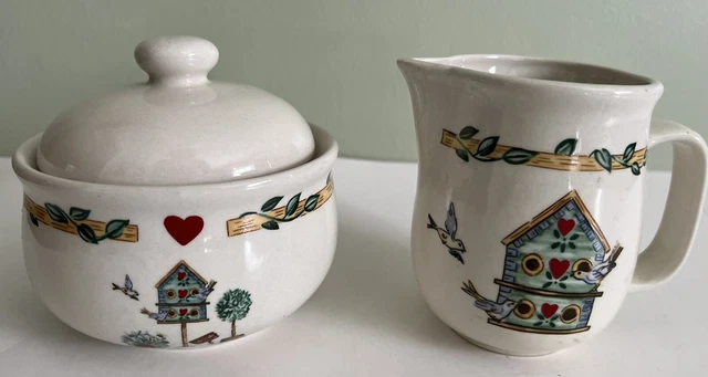 Thomson Pottery Birdhouse Creamer 4” Tall Sugar 4” Tall