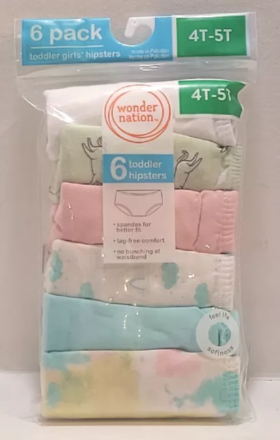 Wonder Nation Toddler Girls Hipsters Panty under ware-garments 6 Pk Size 4t-5t